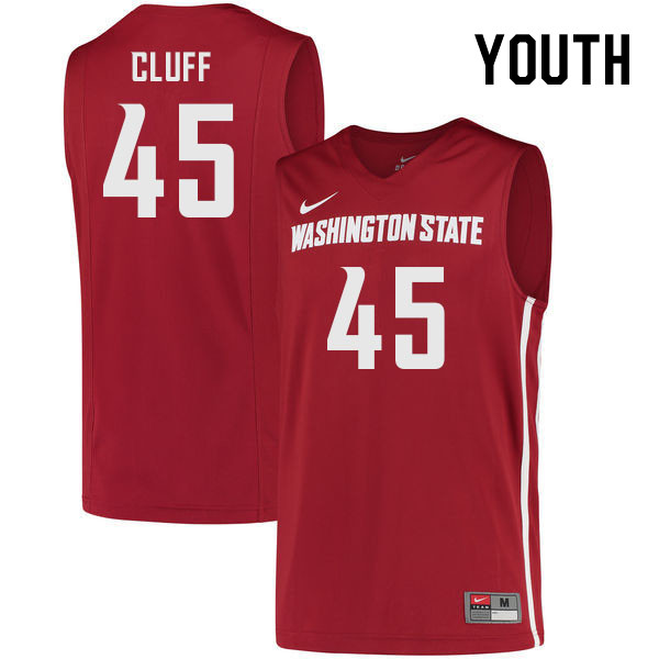 Youth #45 Oscar Cluff Washington State Cougars College Basketball Jerseys Stitched Sale-Crimson